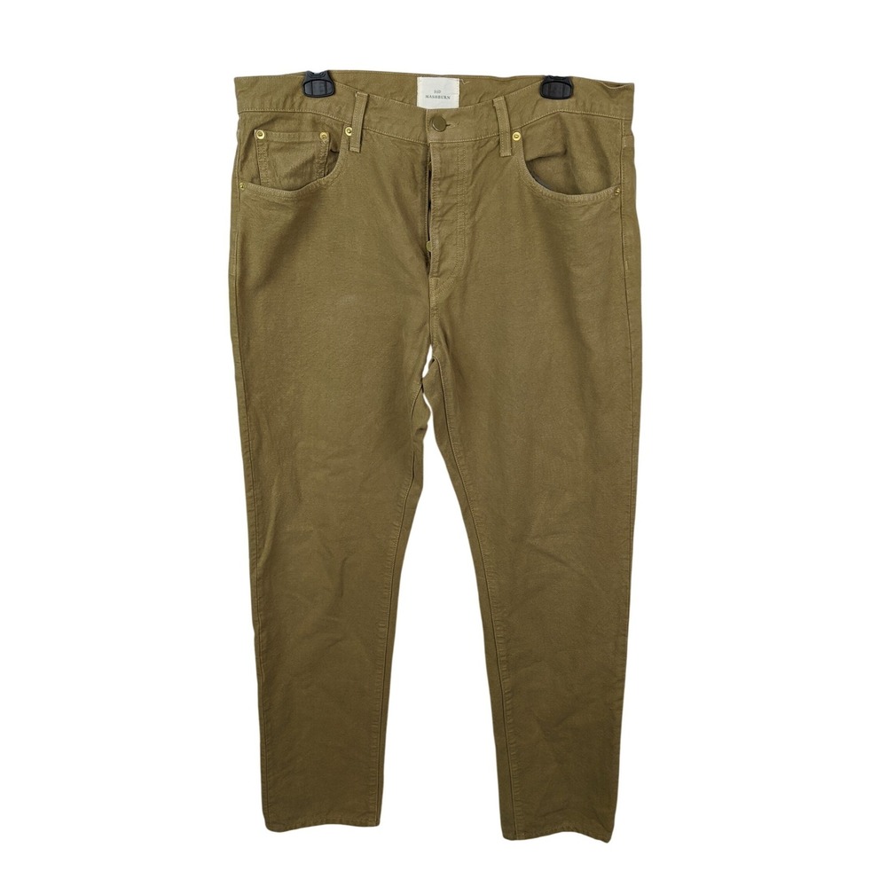 Sid Mashburn Mens Cotton Five Pocket Pants Olive Drab 36x32 Made USA Button Fly